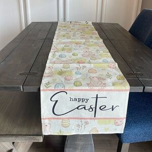 Easter Bunny Table Runner 13.5“ x 70”  Happy Easter Egg Bunny Pink Blue EUC